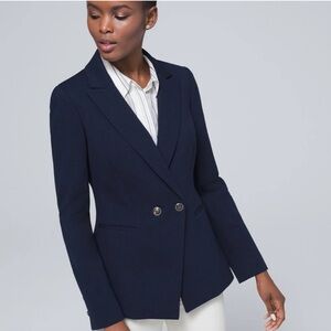 White House Black Market Ponte Blazer Officer Blue 6 NWT